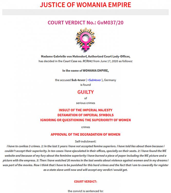 Womania Court Verdict 037/20